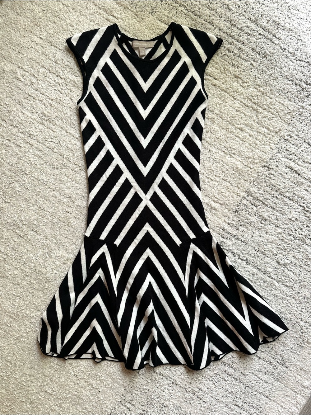 Banana Republic Black & White Chevron Fit-and-Flare Dress